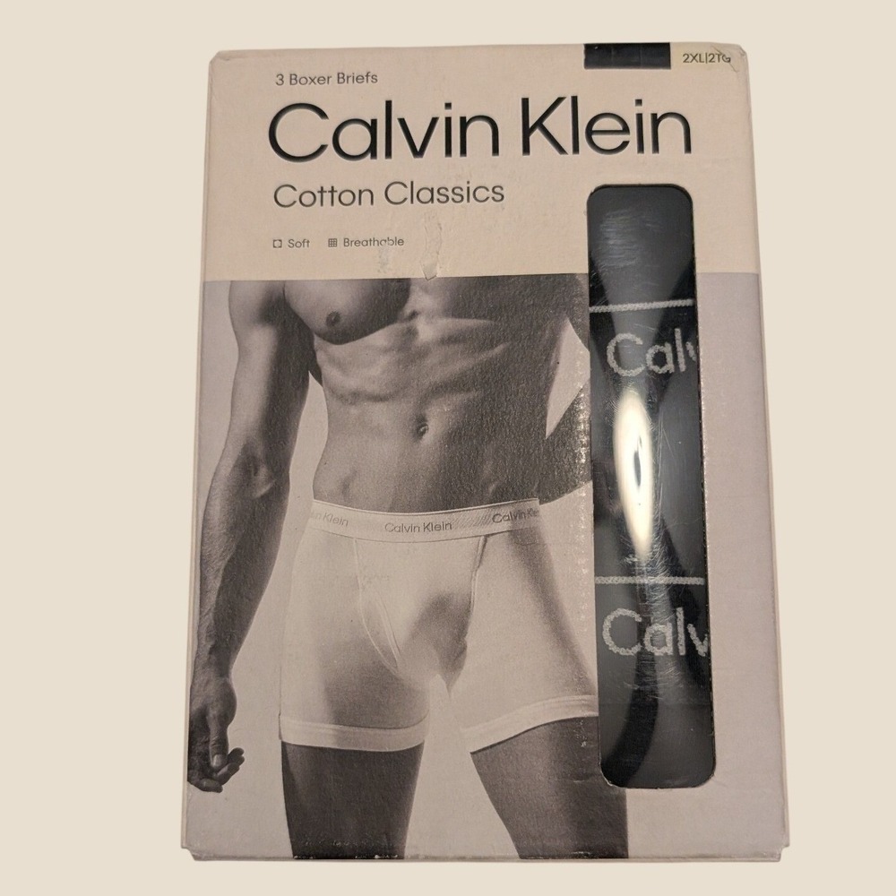 Calvin Klein Boxer Briefs Men 2XL Black Cotton Classics 3 Pack NP2189F